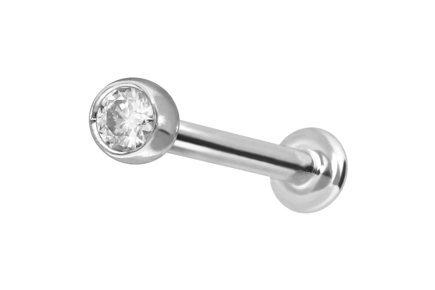 14 Karat Gold Labret Piercing mit Innengewinde MOISSANIT